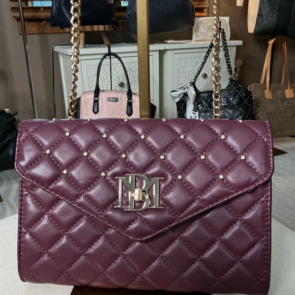 Badgley Mischka Handbags - Quilted Plum Shoulder Bag with Gold Hardware